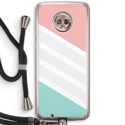 Strepen pastel: Motorola Moto G6 Transparant Hoesje met koord