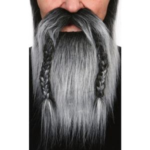Grijze baard met gevlochten snor