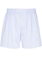 Balmain short de bain rayé à logo brodé - Bleu