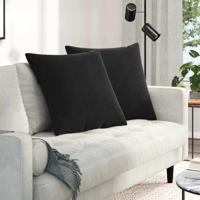Sofa Kussens 2 pcs Zwart 80 x 80 cm Katoen Stof Sofa Kussens 2 pcs Zwart 80 x 80 cm Katoen Stof