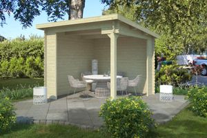 Outdoor Life Lara Blokhut 295x295 cm 28 mm vuren blank- Lessenaarsdak- Onbehandeld vurenhout- Outdoor Life