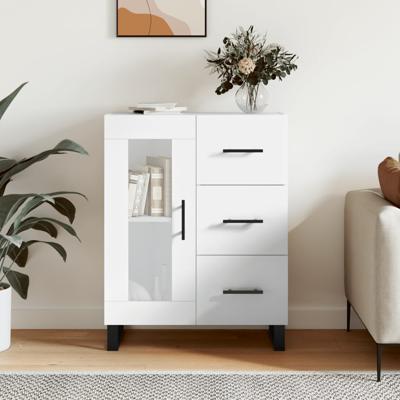 Dressoir 69,5x34x90 cm bewerkt hout hoogglans wit
