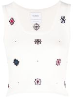 Barrie floral-motif cropped knitted top - Tons neutres - thumbnail