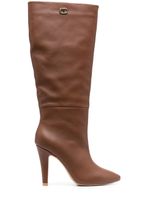 TWINSET 100mm pointed-toe leather boots - Marron