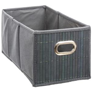 5Five Opbergmand/kastmand - grijs - linnen/bamboe - 15 x 14 x 31 cm - 6.5 liter - Vakkenkast