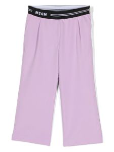 MSGM Kids pantalon de jogging à taille à logo - Violet