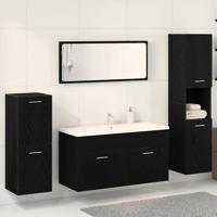 Badkamermeubelset met opslag 4 pcs Zwart Eiken 30 x 30 x 130 cm