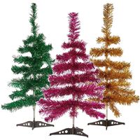 Set van 3x kleine glitter folie kerstbomen 60 cm - Diverse kleuren