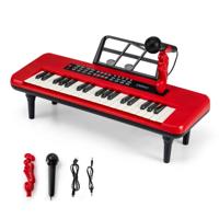 Elektronische Piano met 37 Toetsen Voor Kinderen Draagbaar Instrument Met Microfoon Muziekstandaard En Afneembare Standaard-Rood