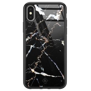 iPhone X/XS glazen hardcase - Marmer zwart