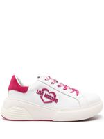 Love Moschino baskets en cuir à patch logo - Blanc