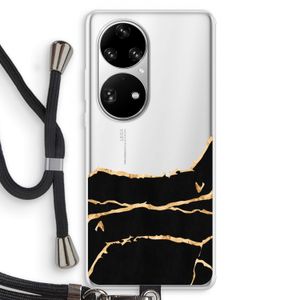 Gouden marmer: Huawei P50 Pro Transparant Hoesje met koord