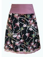 Pink Cotton-Blend Printed A-Line Casual Skirt