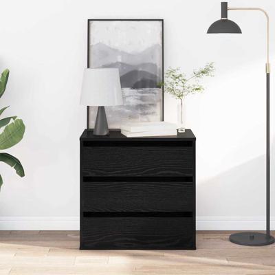 Ladekast met lade Zwart eiken 60 x 41 x 58 cm Bewerkt hout