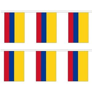 Vlaggenlijn vlaggetjes Colombia - 2x - buiten/binnen - polyester - 300 cm