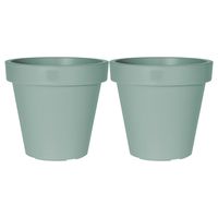 Plantenpot/bloempot - 2x - Tuin buiten - kunststof - mintgroen - D35 cm