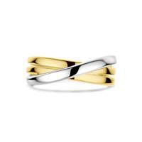 Elegante 14k Bicolor Wit- en Geelgouden Ring - Breedte 7.5mm Elegante 14k Bicolor Wit- en Geelgouden Ring - Breedte 7.5mm