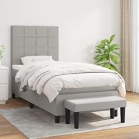 Boxspring met matras stof lichtgrijs 90x190 cm