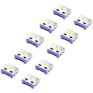 Renkforce RF-4695230 USB-A-poortslot Set van 10 stuks Zilver-blauw