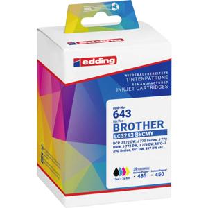 Edding Inktcartridge vervangt Brother LC3213BKCMY Compatibel Combipack Zwart, Cyaan, Magenta, Geel EDD-643 18-643