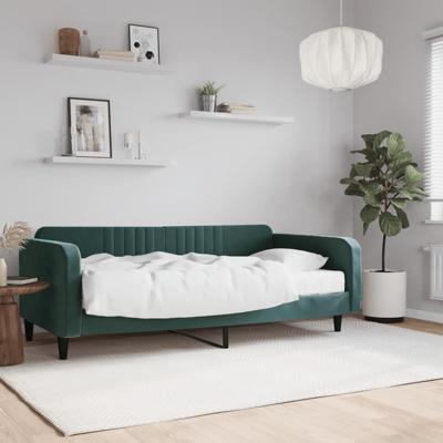 Slaapbank met matras 100x200 cm fluweel donkergroen