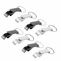 8x stuks Flessen openers met sleutelhanger zilver en zwart 6 cm