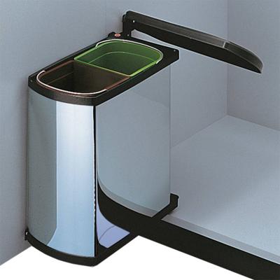 Tweedekans Hailo Duo afvalemmer voor draaideurkast 20,3x38,8x42cm chroom/zwart 06507