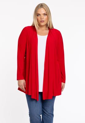 Yoek Cardigan met plooien | Rood | Maat 38/40 Yoek Cardigan met plooien | Rood | Maat 38/40