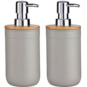 2x Stuks Zeeppompjes/zeepdispensers kunststof - lichtgrijs - 350 ml - Zeeppompjes