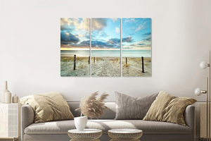 Karo-art Schilderij -  Duik in de Noordzee, 120x80cm, 3 luik, premium print