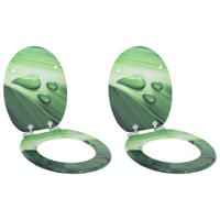 Zachte sluit toiletbril 2 pcs Groene Druppel 44 x 38 cm