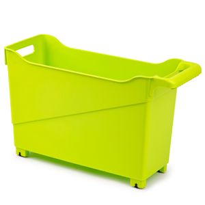 Kunststof trolley lime groen op wieltjes L45 x B17 x H29 cm