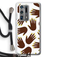 Hands dark: Huawei P40 Pro Plus Transparant Hoesje met koord