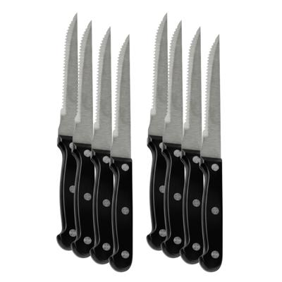 Urban Living Steakmessen - 8x - kartelrand - RVS - zwart handvat - 28 cm - scherpe messen