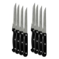 Urban Living Steakmessen - 8x - kartelrand - RVS - zwart handvat - 28 cm - scherpe messen