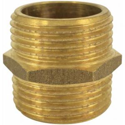 Messing dubbele nippel met buitendraad 1 inch
