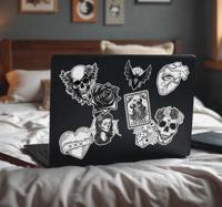 Zwart-witte stickerset laptop sticker