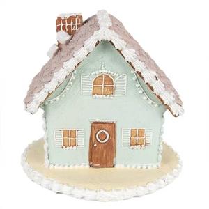 Clayre & Eef Gingerbread house 12 cm Blauw Polyresin Peperkoekhuisje