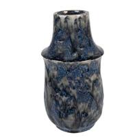 Clayre & Eef Vaas Ø 13x25 cm Blauw Keramiek Decoratie Vaas