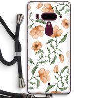 Peachy flowers: HTC U12+ Transparant Hoesje met koord
