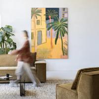Urban Cotton Wandkleed 'Otrobanda' 110 x 145cm in Frame - black