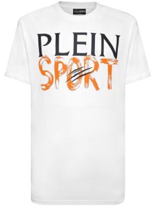 Plein Sport t-shirt en coton à logo SS imprimé - Blanc