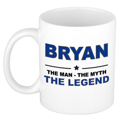 Bryan cadeau mok - man myth legend - naam koffiemok / beker - wit en blauw - 300 ml Bryan cadeau mok - man myth legend - naam koffiemok / beker - wit en blauw - 300 ml