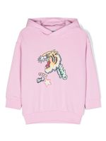 Kenzo Kids hoodie en coton à imprimé tigre - Rose