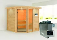 Karibu | Tabea Sauna met Dakkraag | Kachel 9 kW Externe Bediening - thumbnail