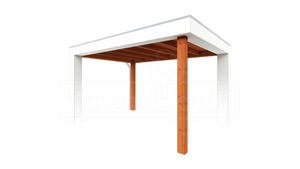 Buitenverblijf Verona 400x335 cm - Plat dak model links- Plat dak- Onbehandeld lariks Douglas hout- Trendhout