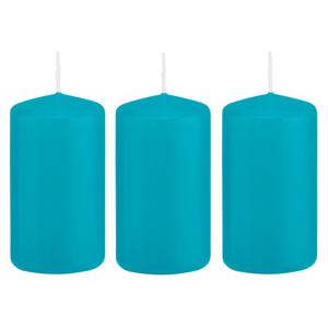 Cilinderkaars/stompkaars - 6x - turquoise - 5 x 10 cm - 23 branduren