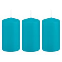 Cilinderkaars/stompkaars - 6x - turquoise - 5 x 10 cm - 23 branduren