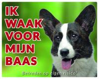 Welsh Corgi Brindle Waakbord - Ik waak voor