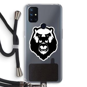 Angry Bear (white): OnePlus Nord N10 5G Transparant Hoesje met koord